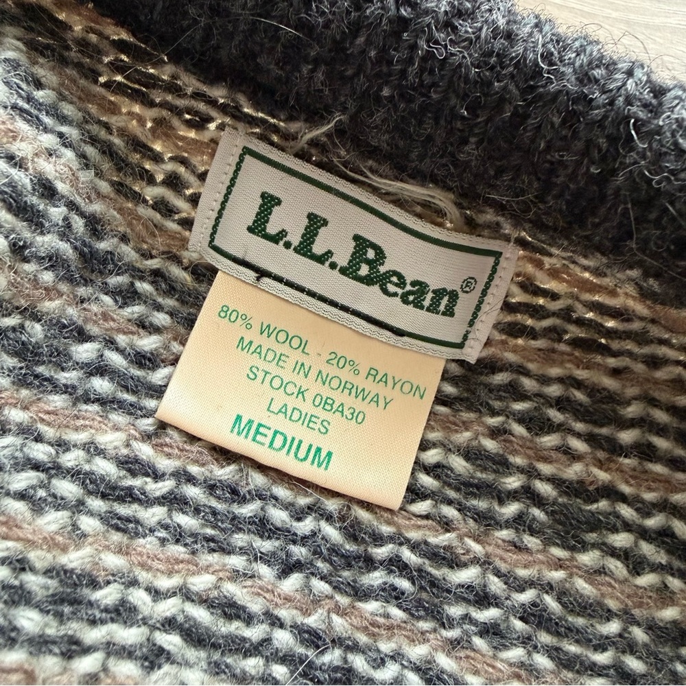 L.L Bean Norwegian Birdseye Wool Cardigan Cabincore Gorpcore Nordic Vintage Sz M - Picture 6 of 9